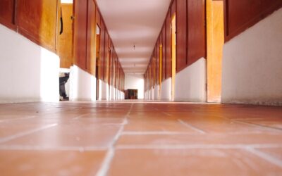 AC5 rated laminate flooring installed in a busy commercial hallway with heavy foot traffic