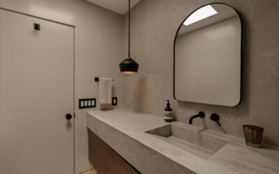 Cement backer board installed on bathroom wall ready for tile application
