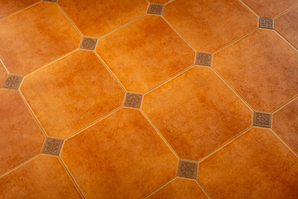 Clean grout on tile floor