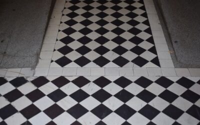 Classic black and white checkerboard tile flooring in a stylish home interior