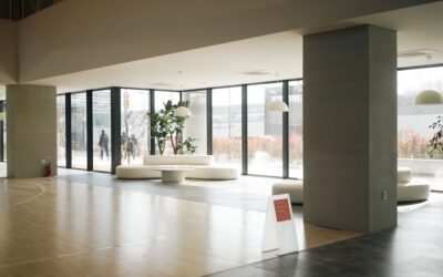 Modern commercial office space with luxury vinyl tile flooring