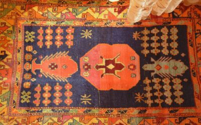 Custom designed carpet with unique pattern in a living room