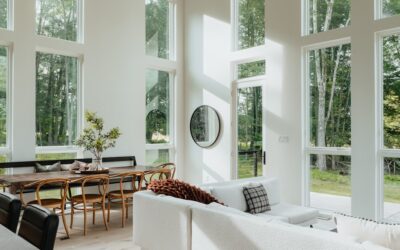 Modern double glazing window in a bright living room showing the dual-pane glass profile