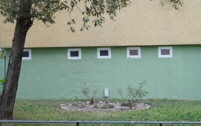 A properly installed dryer vent exhaust on an exterior house wall with aluminum duct visible