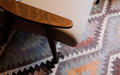 Carpet tiles being installed in a quarter-turn pattern