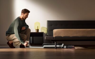 Hybrid flooring in a modern living room
