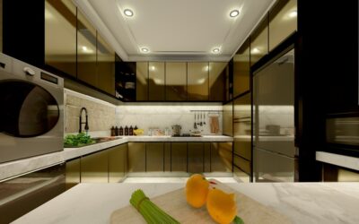 Modern kitchen with stylish flooring