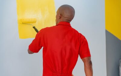 A freshly painted interior wall with a smooth satin paint finish in a modern living room