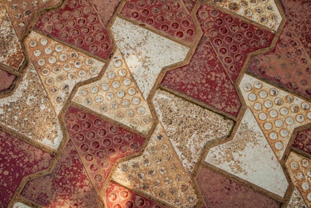 Sparkling clean tile floor in a bright kitchen