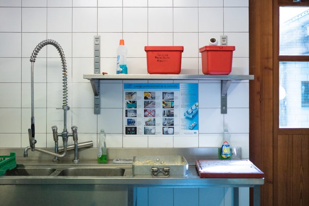 Clean modern kitchen interior free of pests with bright lighting