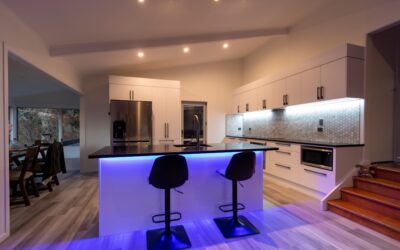 Kitchen with vinyl plank flooring in a wood-look finish