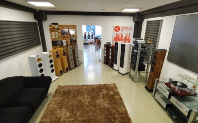 Vinyl flooring planks on display during a flooring store clearance sale