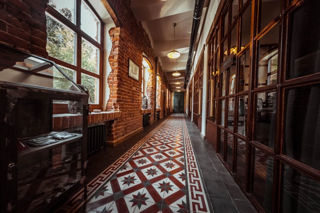 Vintage 9x9 inch floor tiles commonly associated with asbestos-containing materials