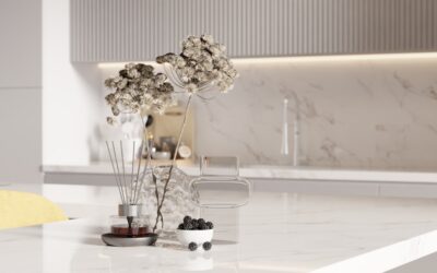 Kitchen countertop covered with marble-look contact paper