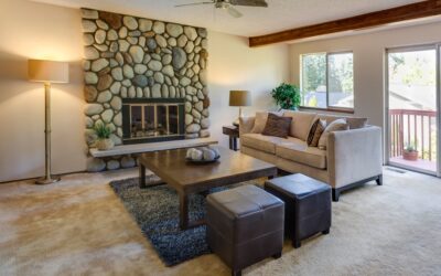 Thick plush carpet in a cozy living room with comfortable seating