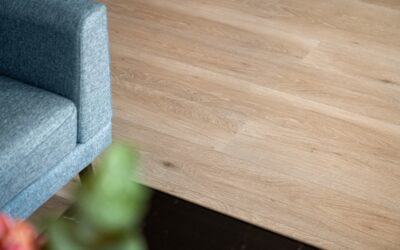 Close-up of solid oak hardwood flooring planks showing natural grain