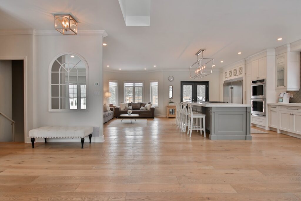Rectangular Open Plan Kitchen and Living Room Floor Plan Ideas