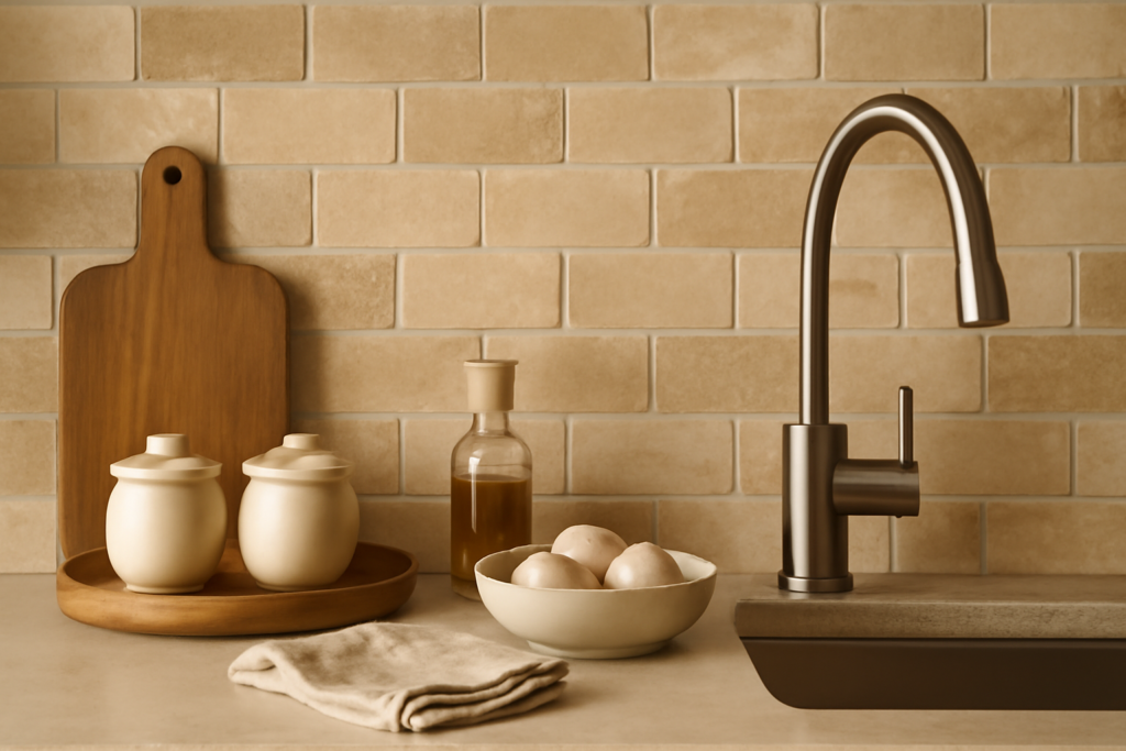Travertine Subway Tile Backsplash: Warm Stone Classic