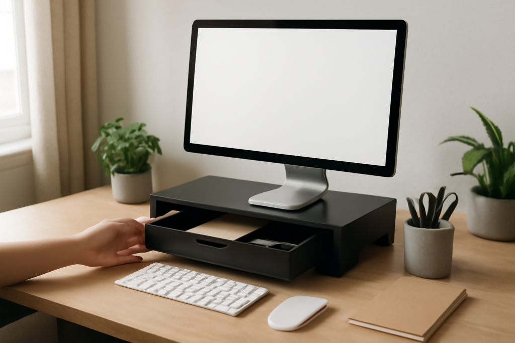 Monitor Stand with Drawer: Desk Risers for Storage