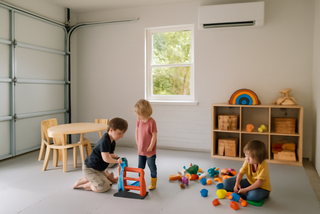 Convert Garage to Playroom: Safe Floors, Walls and Climate